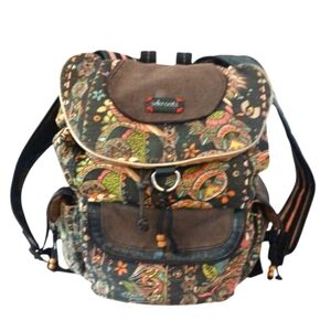 Sakroots Black Multi-Colored Tapestry Boho Backpack
